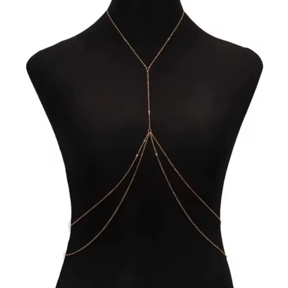 Anthropologie Black Bikini Top with Gold Chain Accent - Picture 7 of 7